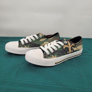 FOCO Womens New Orleans Saints Tennis Shoes Sneakers, Green Camo, NFL, Size 8